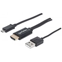 Manhattan MHL HDTV Cable - Micro-USB 5-pin to HDMI with USB type-A power