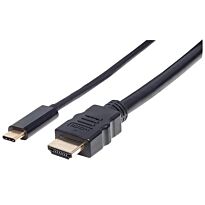 Manhattan USB-C to HDMI Adapter Cable - Converts a DP Alt Mode Signal to an HDMI 4K Output 2 m (6 ft.) Black