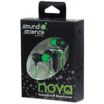 Manhattan Sound Science Nova Sweatproof Earphones Black and Green