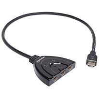 Manhattan 1080p 3-Port HDMI Switch - Integrated Cable Black