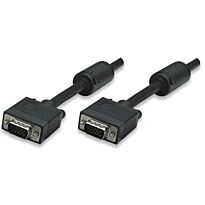 Manhattan SVGA Monitor Cable (373708)- HD15 Male / HD15 Male with Ferrite Cores 7.5 m (25 ft.) Black
