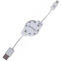 Manhattan iLynk Lightning Cable - A Male / Lightning Connector Male 1m (3 ft.) White Retractable