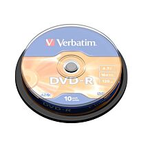 VERBATIM 4.7GB DVD-R (16X) Matt Silver Spindle (Box of 10)