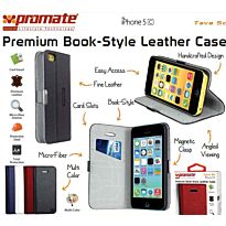 Promate Tava 5C Book-Style Flip Case with Card Slot for iPhone 5c Colour Black