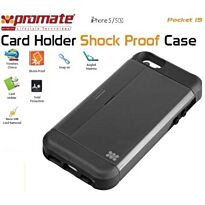 Promate Pocket i5 Shock Proof rubberized case with an in built card holder for iPhone 5/5s-Grey