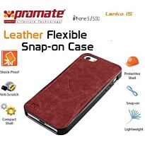 Promate Lanko.i5-Hand-Crafted Leather Case Protective elegant & Flexible for iPhone 5/5s-Brown