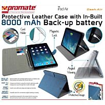 Promate Dash-Air Protective Leather Case with In-Built 8000 mAh Back-up battery-DarkBlue