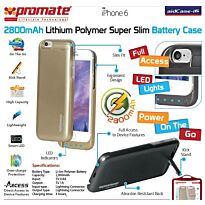 Promate aidCase-i6 2800mAh Lithium Polymer Super Slim Battery Case - Black