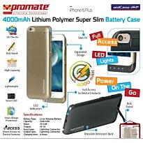 Promate aidCase-i6P 4000mAh Lithium Polymer Super Slim Battery Case - Gold