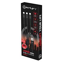 Amplify Linked Series 3-in-1 Charging Cable Black