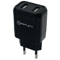 Amplify Dual USB Wall Charger with Micro Cable - Black