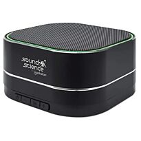 Manhattan Sound Science Metallic LED Bluetooth Speaker - Bluetooth 5.0, Microphone, Integrated Controls, FM Radio, MicroSD Card Slot, Black, Retail Box , 1 year Limited Warranty 