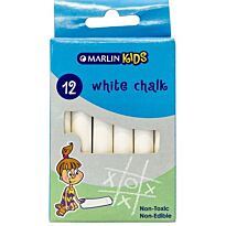 Marlin Kids White Chalk Pack of 12 Non-Toxic , Non edible , Allows for Smooth drawing and writing on Chalk Board , Retail Packaging, No Warranty
