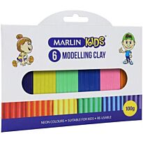 Marlin Kids Modelling Clay 100g 6 x Neon Colours, Retail Packaging, No Warranty