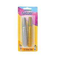 Marlin Kids Glitter Glue 10ml 2's - Gold & Silver blister card, Retail Packaging, No Warranty