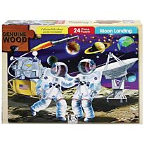 RGS 24 Piece A4 Wooden Puzzle Moon Landing - Interlocking Pieces 210 x 297mm, Each Puzzle Contains A Full Size Poster, Retail Packaging, No Warranty