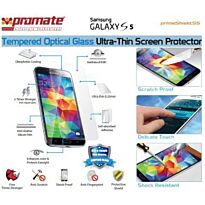 Promate PrimeShield S5 , Ultra-Thin Tempered Optical Glass Screen Protector For Samsung Galaxy S5 , Retail Box , 1 Year Warranty