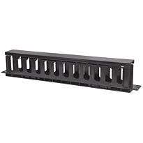 Intellinet 19 Inch Cable Management Panel - 1U Rackmount with cover, Black, Retail Box , 1 year warranty