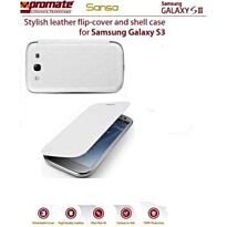 Promate Sansa Samsung Galaxy S3 Stylish leather flip-cover and shell case Detachable cover to replace original Samsung S3 cover Colour:White