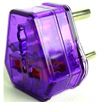 Noble UK 3 Pin Female Connector 13A To South African 3 Pin Male 15A Adaptor-Converts UK Male Type-G Connector to South African 3 Pin Female Power Outlet, Colour Purple, Sold As A Single Unit, 3 Months Warranty