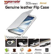 Promate Aknol-Premium Leather Flip Case for Samsung Galaxy Note 2-White Retail Box 1 Year Warranty
