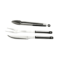 Alva 3piece Stainless Steel BBQ Tool Set - 39cm tongs with silicone grip, locking mechanism & hanging hole; 36cm knife with hanging hole;36cm BBQ fork with hanging hole Retail Box No Warranty