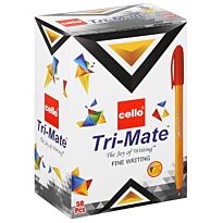 Cello Trimate Fine Point Pens 0.7mm Box of 50 Colour: Red, Retail Packaging, No Warranty