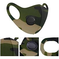 Casey Reusable 3D Structured Unisex Dual Layer Face Masks With Breath Valve Colour Camo Military Green