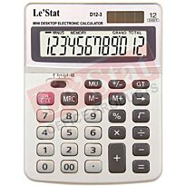 LeStat D12 Mini Desktop calculator -12-Digit LCD screen, Dual power, Delete Function, Plastic key, Metal front case, GT function