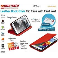 Promate Folio S5 Bookcover with inside card pocket Colour: Red, Retail Box , 1 Year Warranty