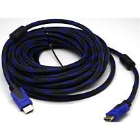 UniQue Braided HDMI 19 Pin to HDMI 19 Pin Cable 5 Metres -High Definition Cable Ver 1.4 To Ensure High Uncompressed Definition For Electronic Display Devices Such As Plasma TV, LCD And Projectors Etc., Colour Blue, Retail Box, No Warranty 