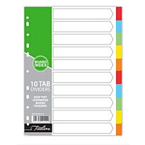 Treeline A4 160gsm Board File Dividers 10 Tab Bright Deep Tint Unprinted Not Numbered-(Tab 1-10),Retail Packaging, No Warranty