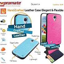 Promate Lanko.S4-Hand-Crafted Leather Case, Protective, elegant & Flexible ,Dual Compact Shell with Flexible Inner Grip-for Samsung Galaxy S4-Black, Retail Box, 1 Year Warranty