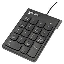 Manhattan Numeric Wired Keypad - USB, Wired, 18 Full-Size Keys, Black, Retail Box, Limited Lifetime Warranty