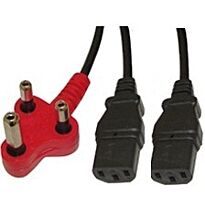 UniQue Dedicated Dual Head Power Cable 2.8m - Standard computer power cable with 3-prong dedicated plug on one end and 2 x kettle plug connections on the other., OEM, No Warranty