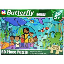 Butterfly 60 Piece A4 Wooden Puzzle At The Aquarium -Interlocking Pieces 210 x 297mm, Each Puzzle Contains A Full Size Poster, Retail Packaging, No Warranty