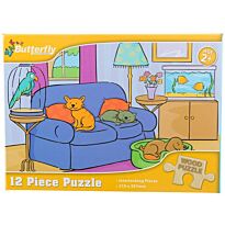 Butterfly 12 Piece A4 Wooden Puzzle Domestic Animals