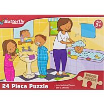Butterfly 24 Piece A4 Wooden Puzzle Hygiene-Interlocking Pieces 210 x 297mm, Each Puzzle Contains A Full Size Poster, Retail Packaging, No Warranty