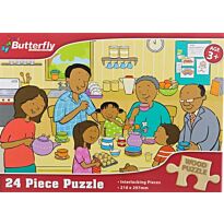 Butterfly 24 Piece A4 Wooden Puzzle My Family- Interlocking Pieces 210 x 297mm, Each Puzzle Contains A Full Size Poster, Retail Packaging, No Warranty