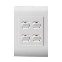 Lesco Pipelli 4 Lever 1 Way Flush Switch- Voltage: 220-240V, Amperage: 16A ,Height: 100mm , Width: 50mm ,Material: Polycarbonate, Colour White, Sold as a Single unit, 3 Months Warranty