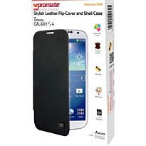 Promate Sansa-S4 Stylish Leather Flip-Cover and Shell Case for Samsung Galaxy S4-BlaRed Retail Box 1 Year Warranty
