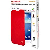 Promate Sansa-S4 Stylish Leather Flip-Cover and Shell Case for Samsung Galaxy S4-Redue Retail Box 1 Year Warranty
