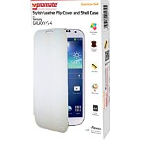 Promate Sansa-S4 Stylish Leather Flip-Cover and Shell Case for Samsung Galaxy S4-White Retail Box 1 Year Warranty