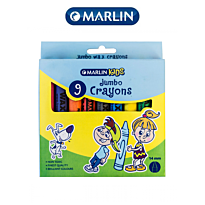 Marlin Kids Jumbo Wax Crayons 14mm ( Pack of 9 ), Retail Packaging, No Warranty