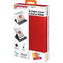 Promate Spino Protective Fabric Cover with Rotatable Inner Shell and Stylus Holder for iPad mini-Red, Retail Box, 1 Year Warranty