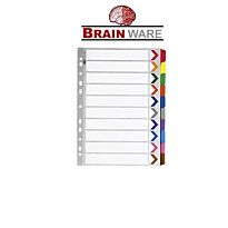Brainware Board A4 Colour Index Numeric 1 to 10 Tab Dividers Retail Packaging, No Warranty