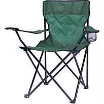 Totally Camping Chair Green -Strong And Durable Steel Frame Construction, Lightweight Polyester Arms