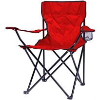 Totally Camping Chair Red -Strong And Durable Steel Frame Construction, Lightweight Polyester Arms