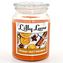 Lilly Lane Orange and Cinnamon Scented Candle Large Lidded Mason Glass Jar