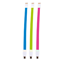 Whizzy Designer 3 Pack Micro USB Charge And Data Sync Cable-22cm Cable Length, USB Ver 2.0 Type A Male to Micro USB Type B Male, PVC Sleeve Anti Tangle Cable, Colour Pink Blue and Green, Retail Box , 1 Year Limited Warranty